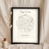 Personalised Engagement Map Print - cream circle version