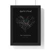Personalised Engagement Map Print - framed black heart version
