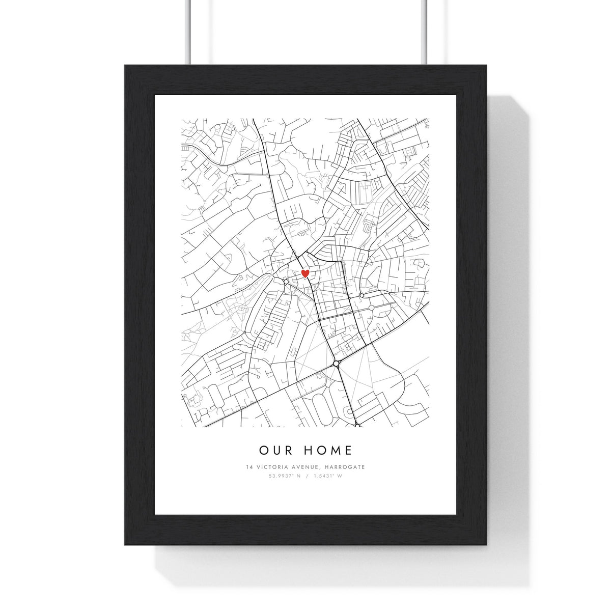 Personalised Our Home Map Print - framed white full page street map