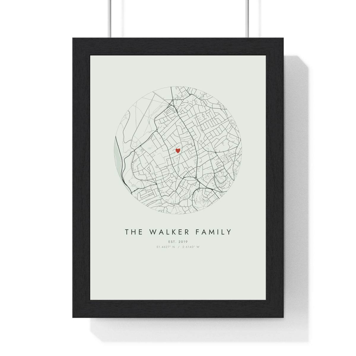 Personalised Our Home Map Print - framed sage circle map