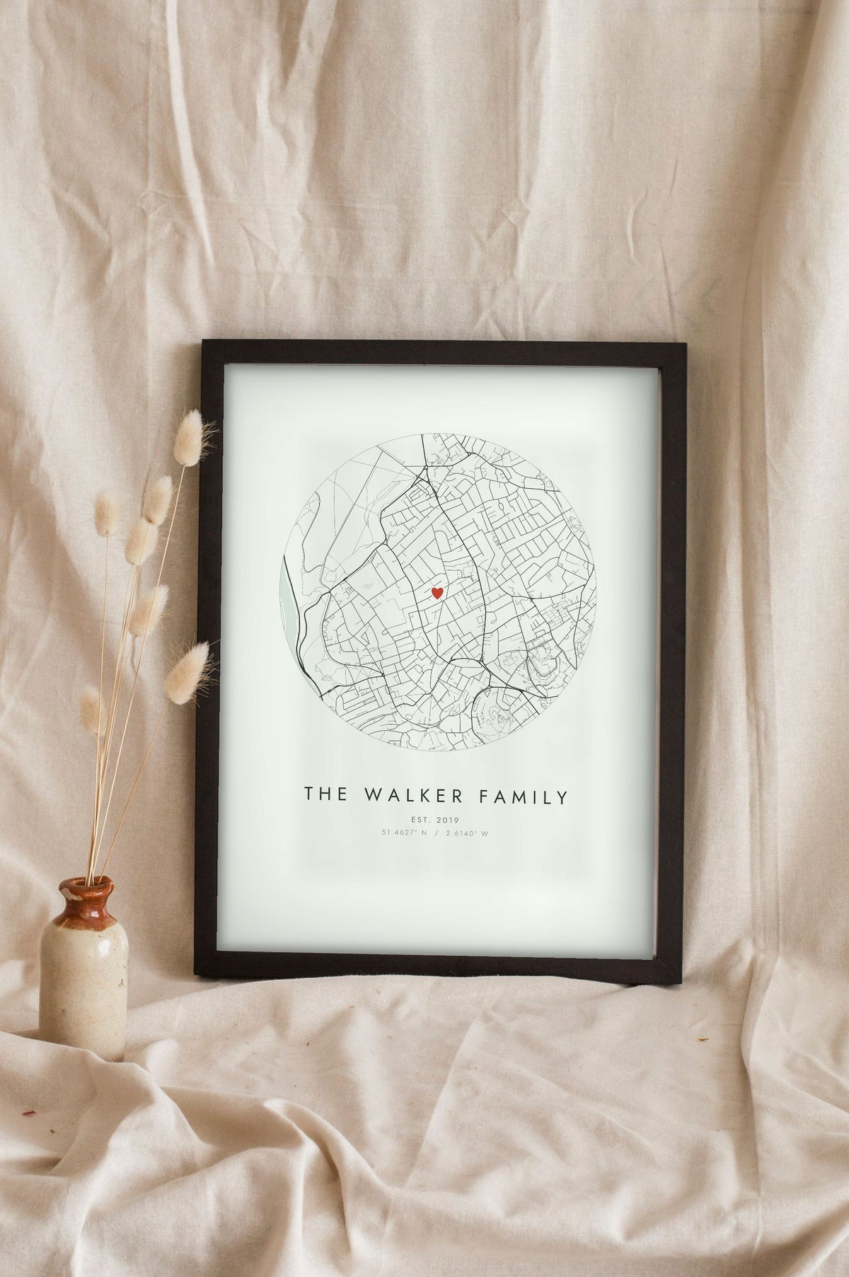 Personalised Our Home Map Print - sage circle family map