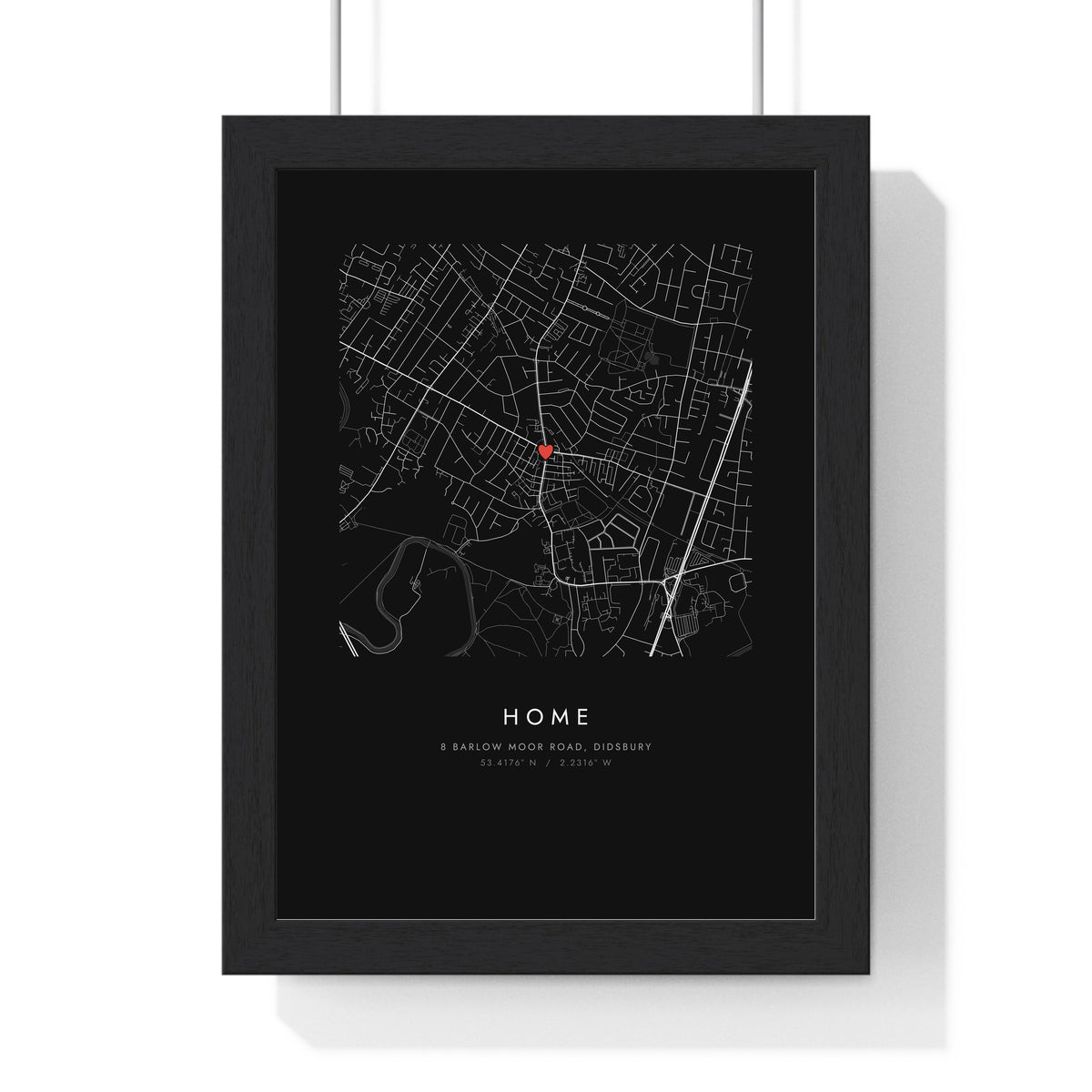Personalised Our Home Map Print - framed black square map