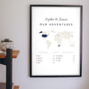 Personalised Travel Map Print - on the living room wall