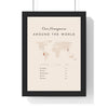 Personalised Travel Map Print - framed terracotta honeymoon map