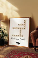 Personalised Crosswords Scrabble Puzzle Art Poster Housewarming Gift for Family Member