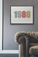 Custom Retro Year Art Print Wall Art, Customizable Frame/Unframed Poster