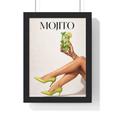 Framed Mojito Cocktail Fashion - Home Bar Decor Print print