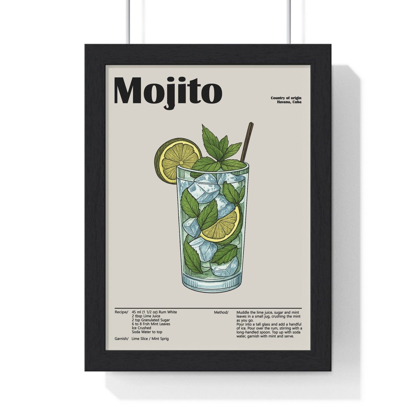 Framed Mojito Cocktail - Fresh Classic Drink - print