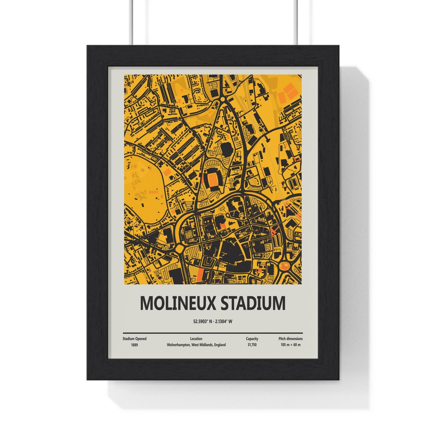 Framed Molineux Stadium Map - Wolverhampton Stadium poster