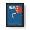 Monaco Grand Prix Retro print framed in a black frame, ready to hang