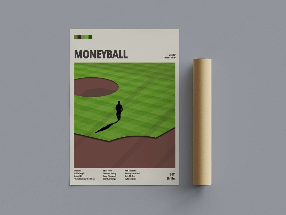 Framed Moneyball movie poster wall display