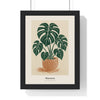 Monstera Lino Print framed in a black frame, ready to hang