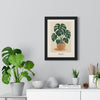 Monstera Lino Print framed on a living room wall