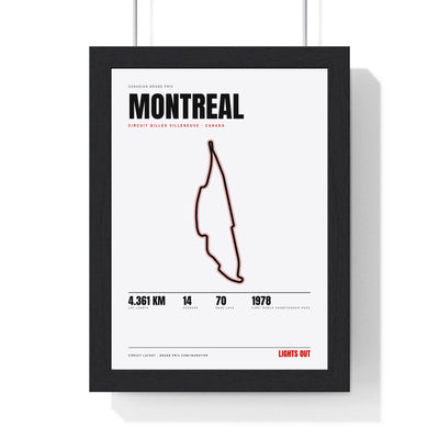Montreal Circuit print White framed in a black frame, ready to hang