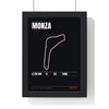 Monza Circuit print framed in a black frame, ready to hang