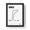 Monza Circuit print White framed in a black frame, ready to hang