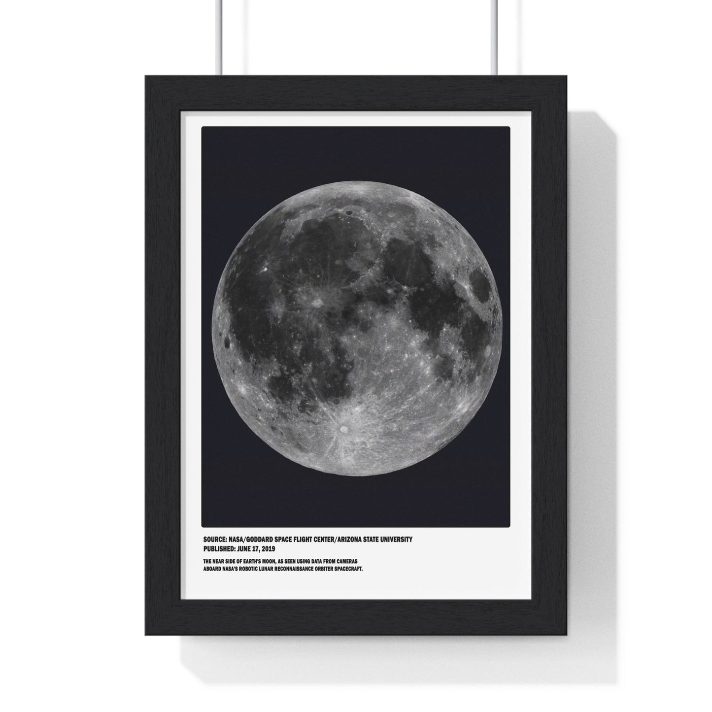 Framed Moon Near & Far Side poster back view