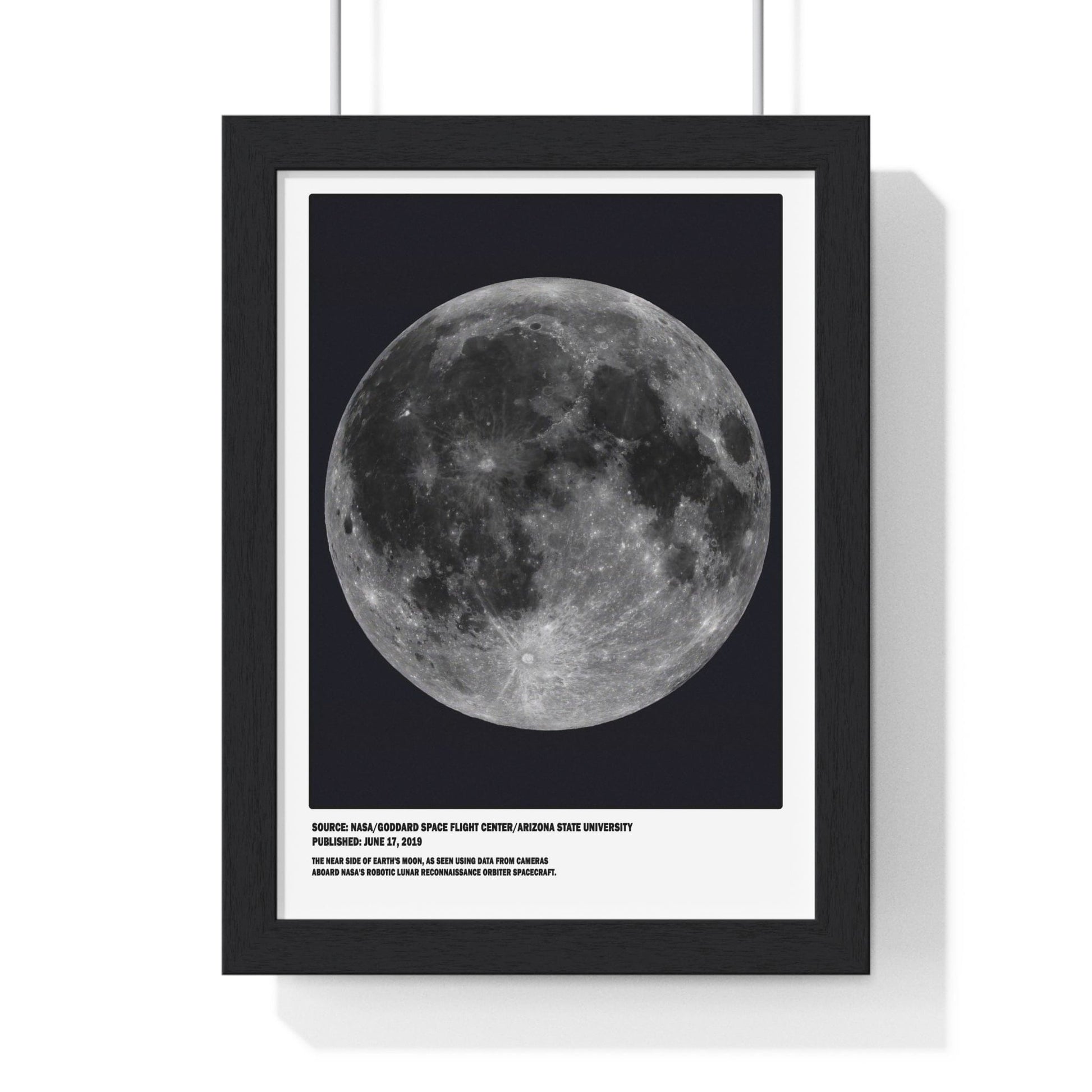 Framed Moon Near & Far Side poster back view