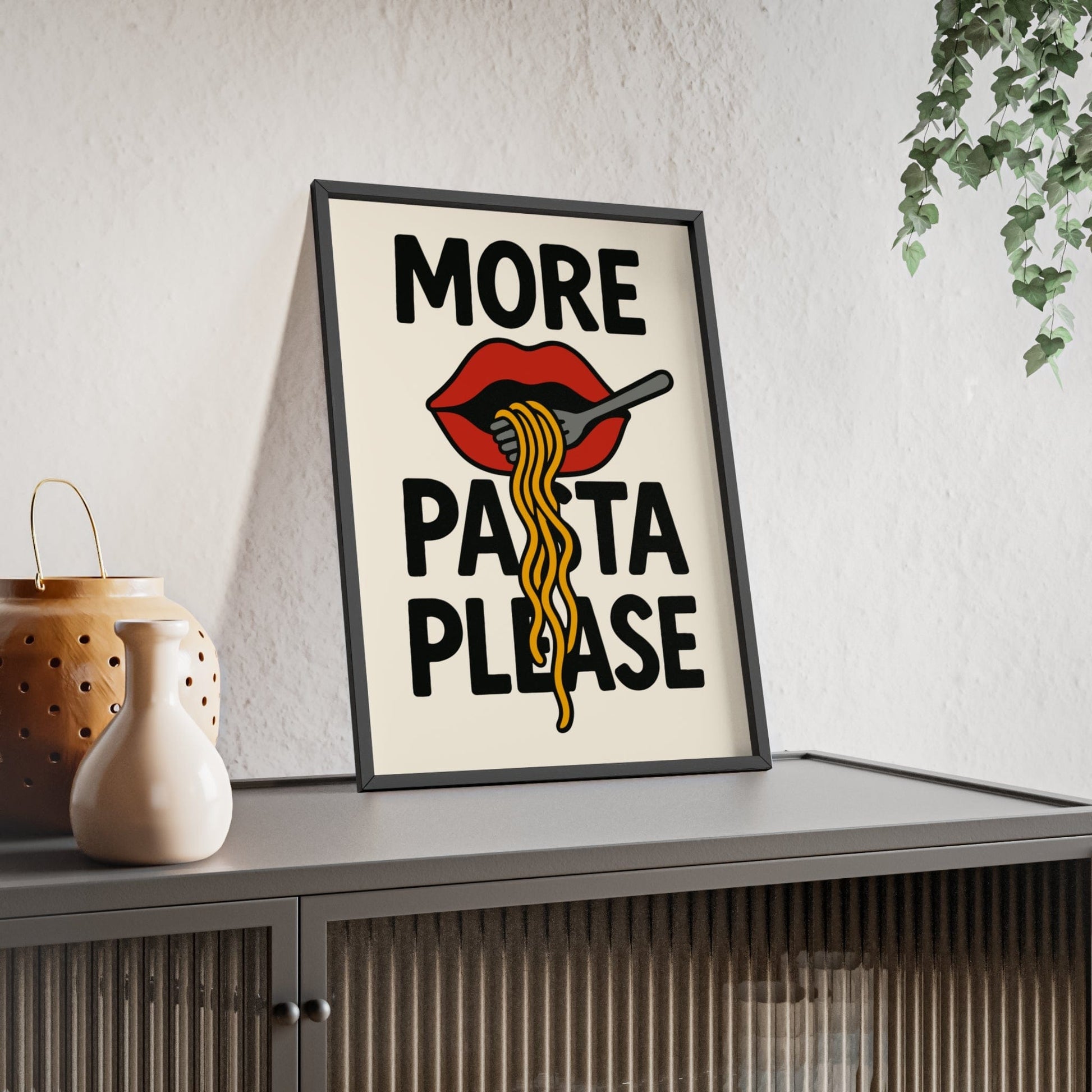 Framed More Pasta Please - Bold Funny Kitchen print