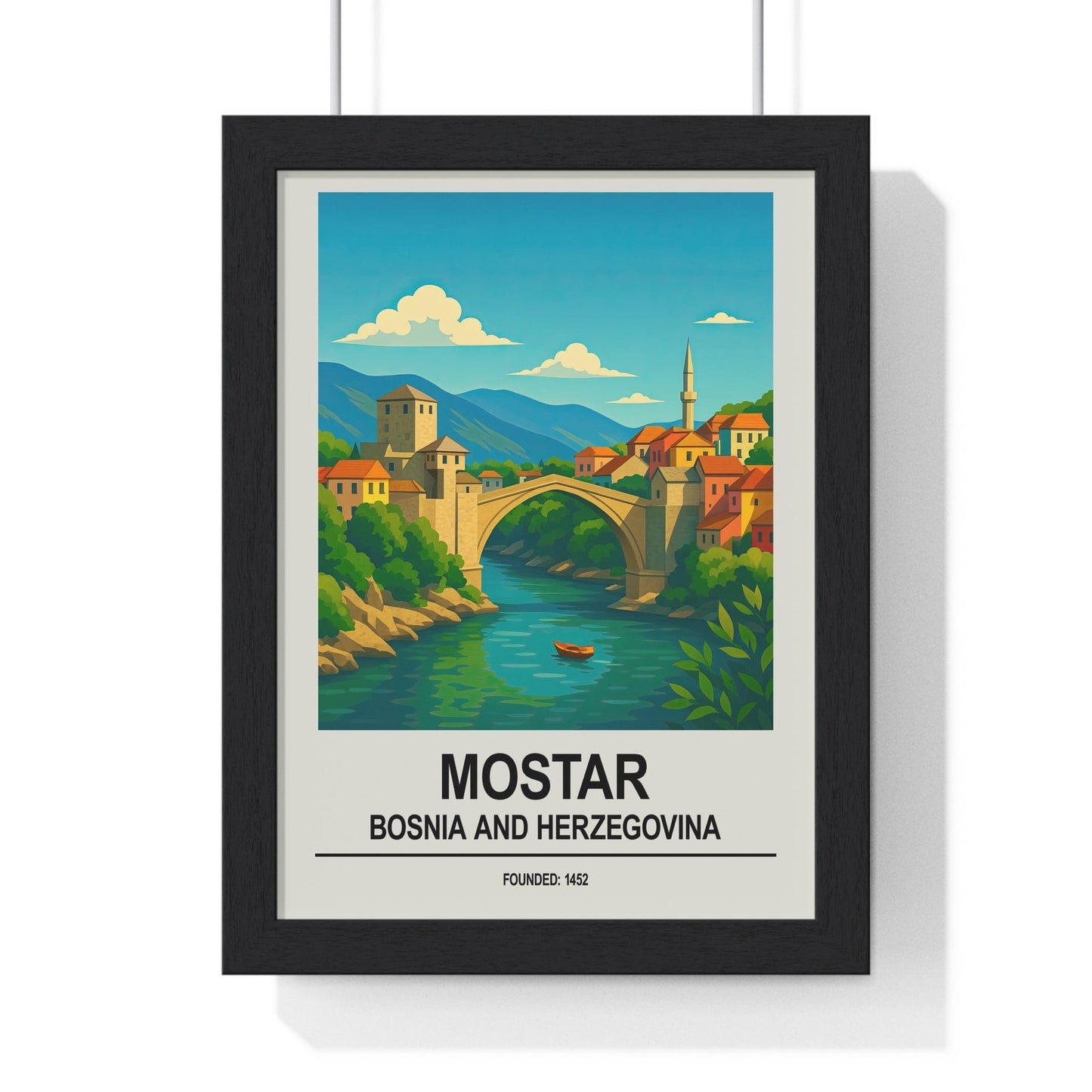 Framed Mostar travel poster