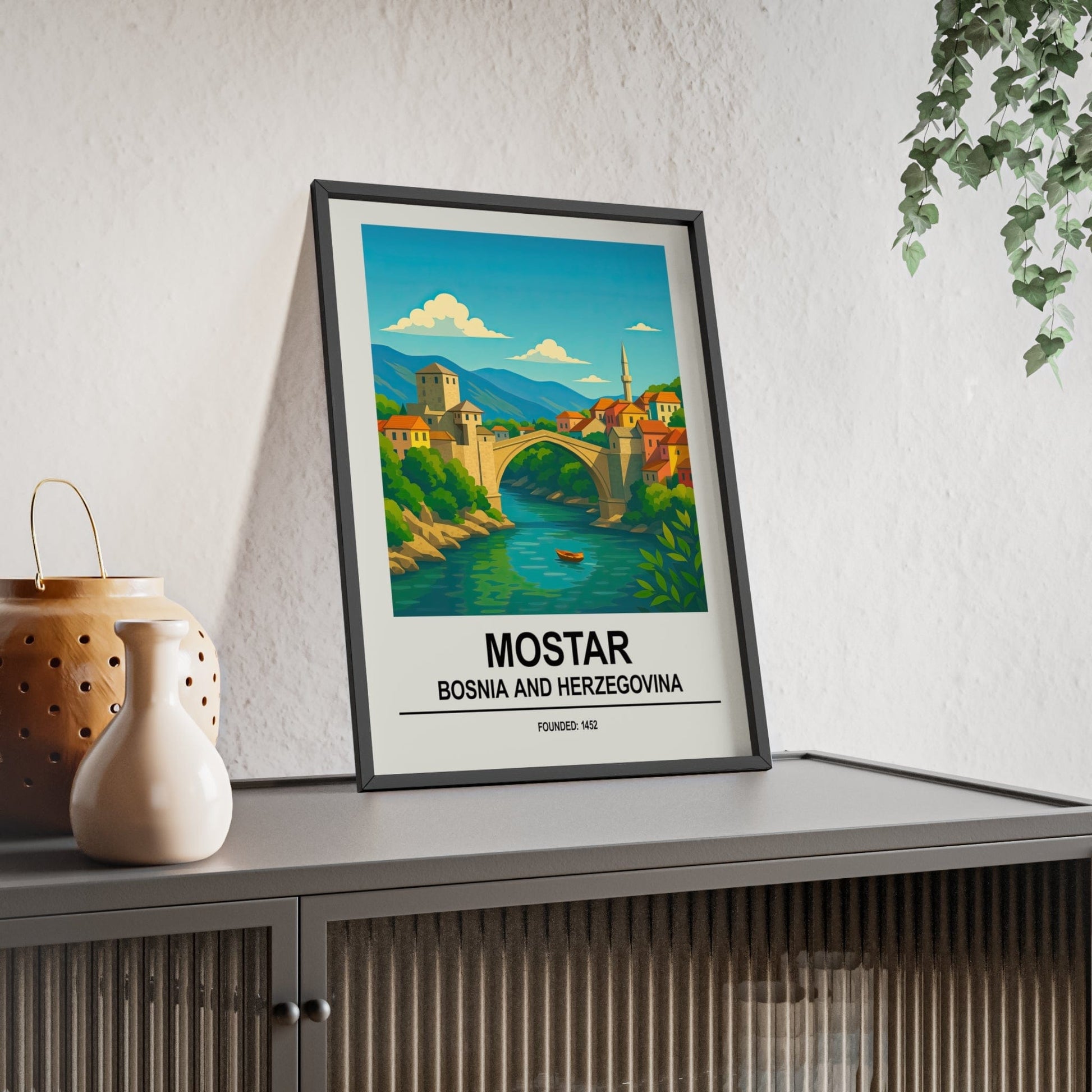 Framed Mostar travel poster