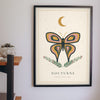 Moth and Moon Print - dark academia moth print on a study wall