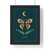 Moth and Moon Print - framed deep teal version titled Luna