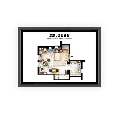 Mr Bean UK TV Show Apartment Floor Plan - Poster Kingz