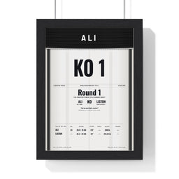 Ali v Liston 1965 Boxing Poster framed in a black frame, ready to hang
