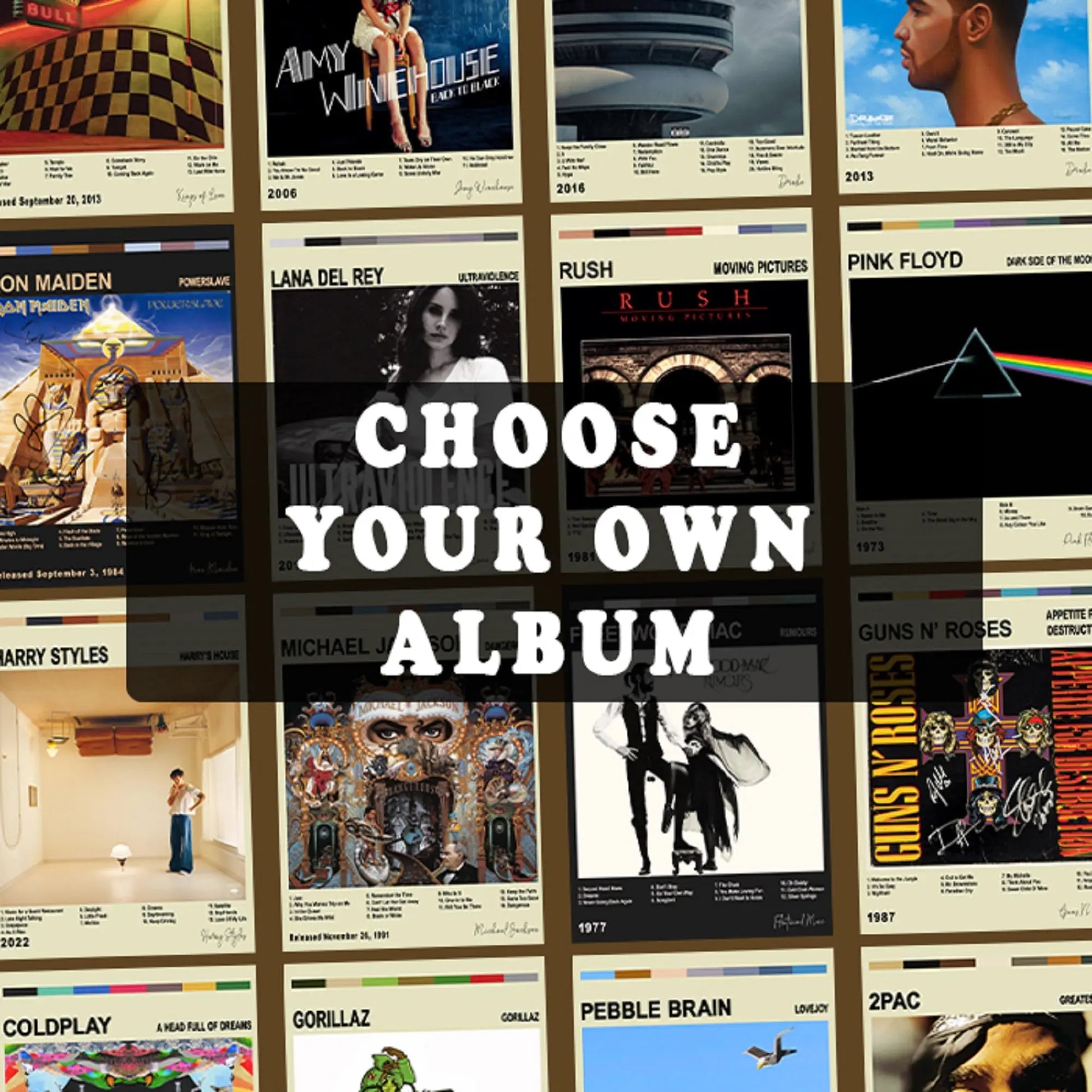 Unframed custom album cover poster in minimalist album cover style
