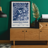 Framed Murrayfield Stadium Edinburgh Rugby map print wall display