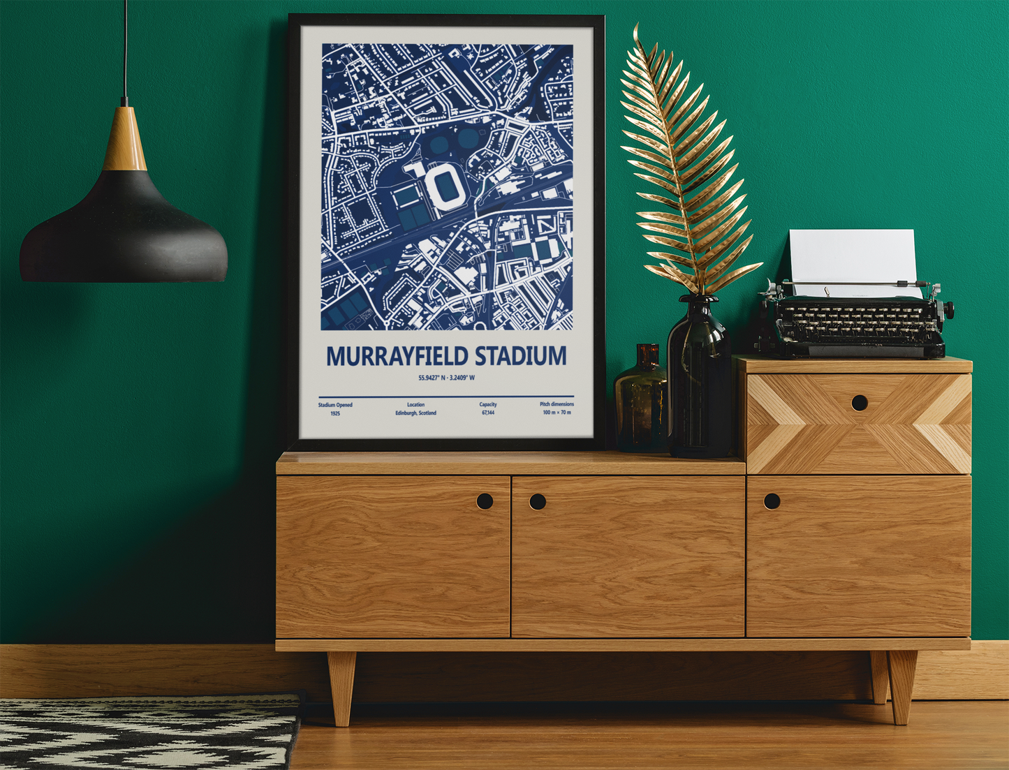Framed Murrayfield Stadium Edinburgh Rugby map print wall display