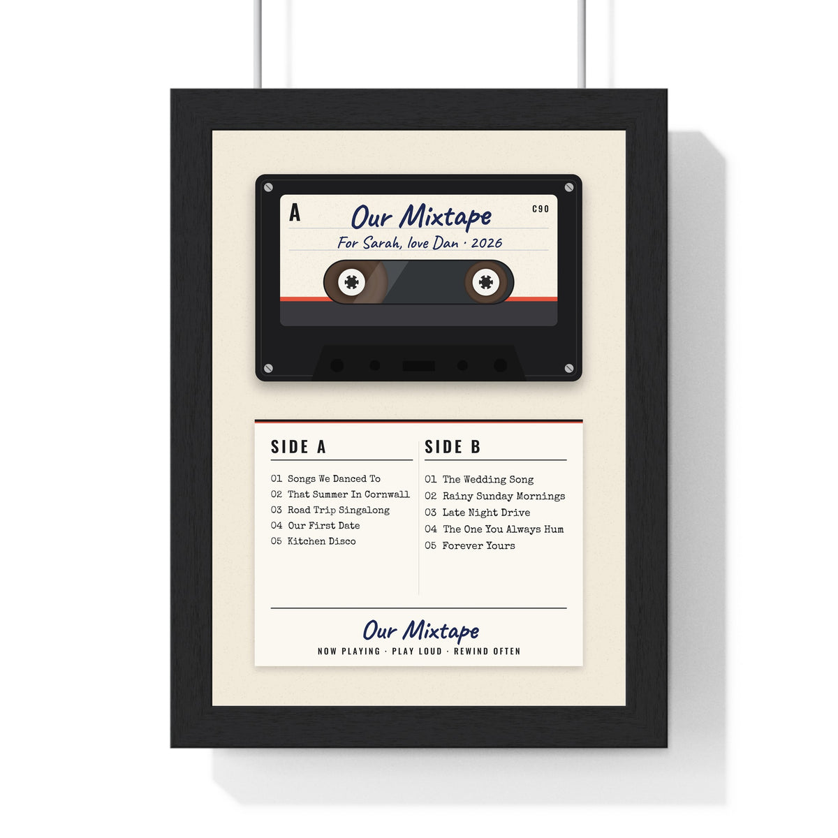Personalised Mixtape Print - framed print