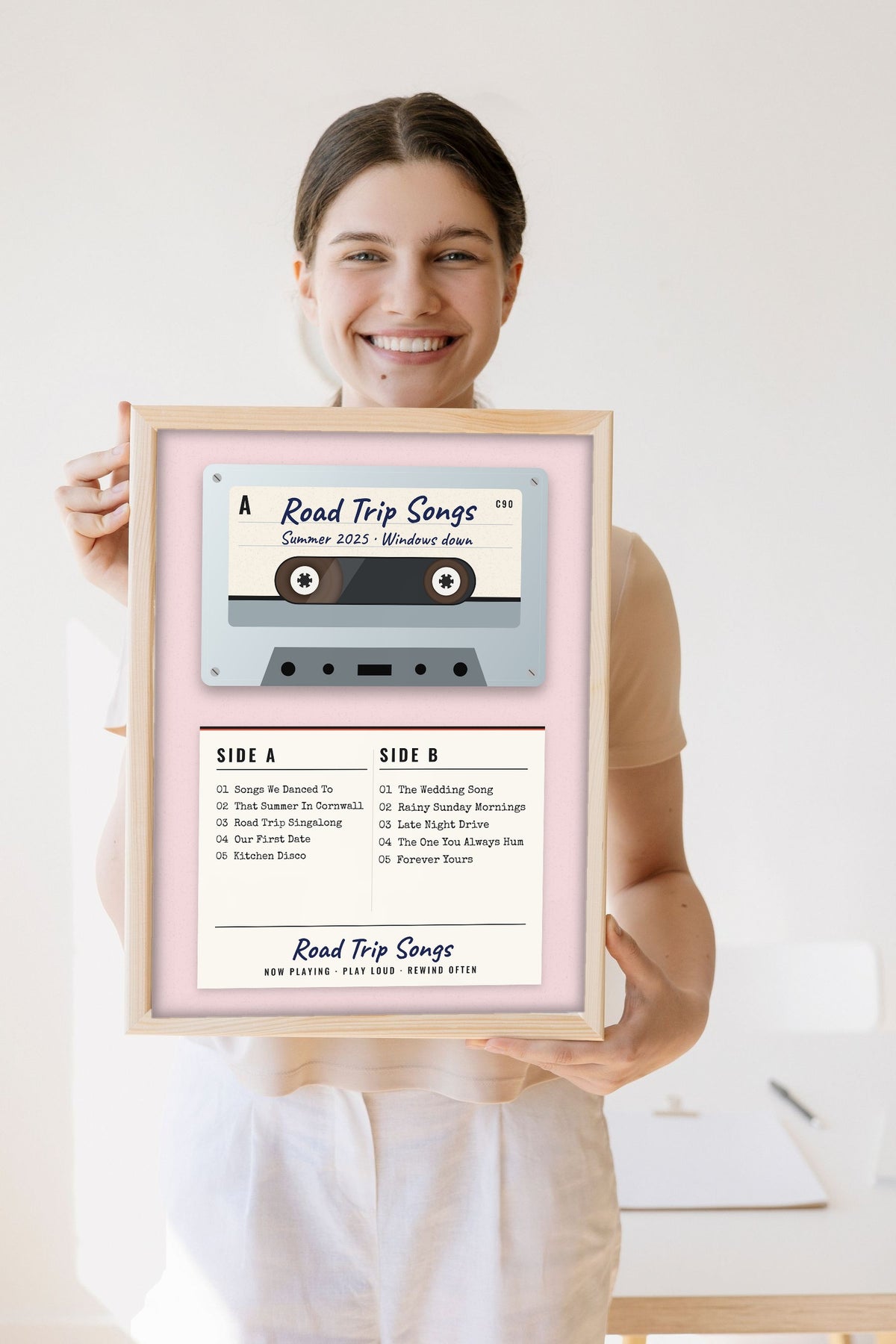 Personalised Mixtape Print - Lifestyle - held by a smiling woman