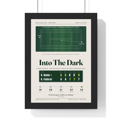 Into The Dark 2008 Tennis print framed in a black frame, ready to hang