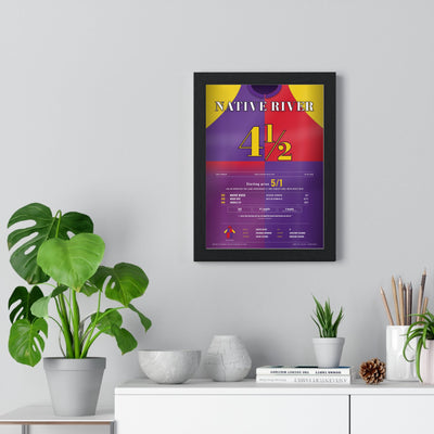 Native River Cheltenham Gold Cup 2018 Horse Racing Poster - Gold Cup Duel Silks Print framed on a living room wall