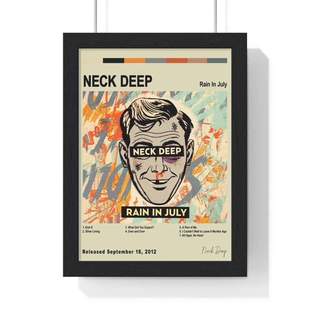 Neck Deep Album Cover Poster - Poster Kingz - A5 (unframed) - Rain in July - Vintage