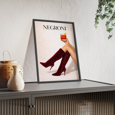 Framed Negroni Cocktail Fashion - Home Bar Print print