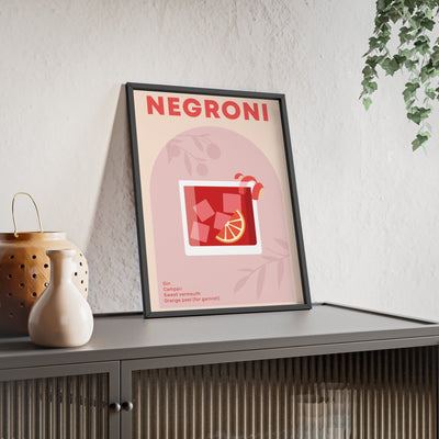 Framed Negroni Cocktail - Home Bar Print print