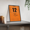 Netherlands Euro 88 Final Poster - Marco van Basten 12 Volley v USSR Shirt Print framed and leaning on a sideboard