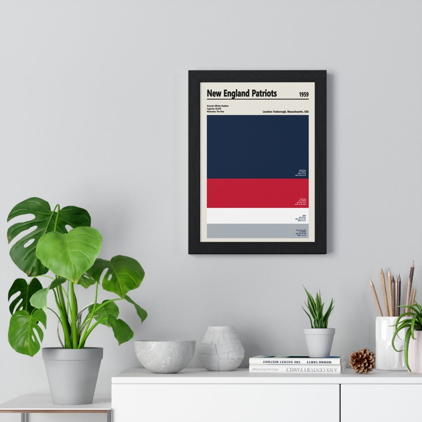 Framed New England Patriots colour swatch print