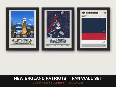 New England Patriots Fan Wall Set | Gillette Stadium Print, Stadium Map & Team Colours