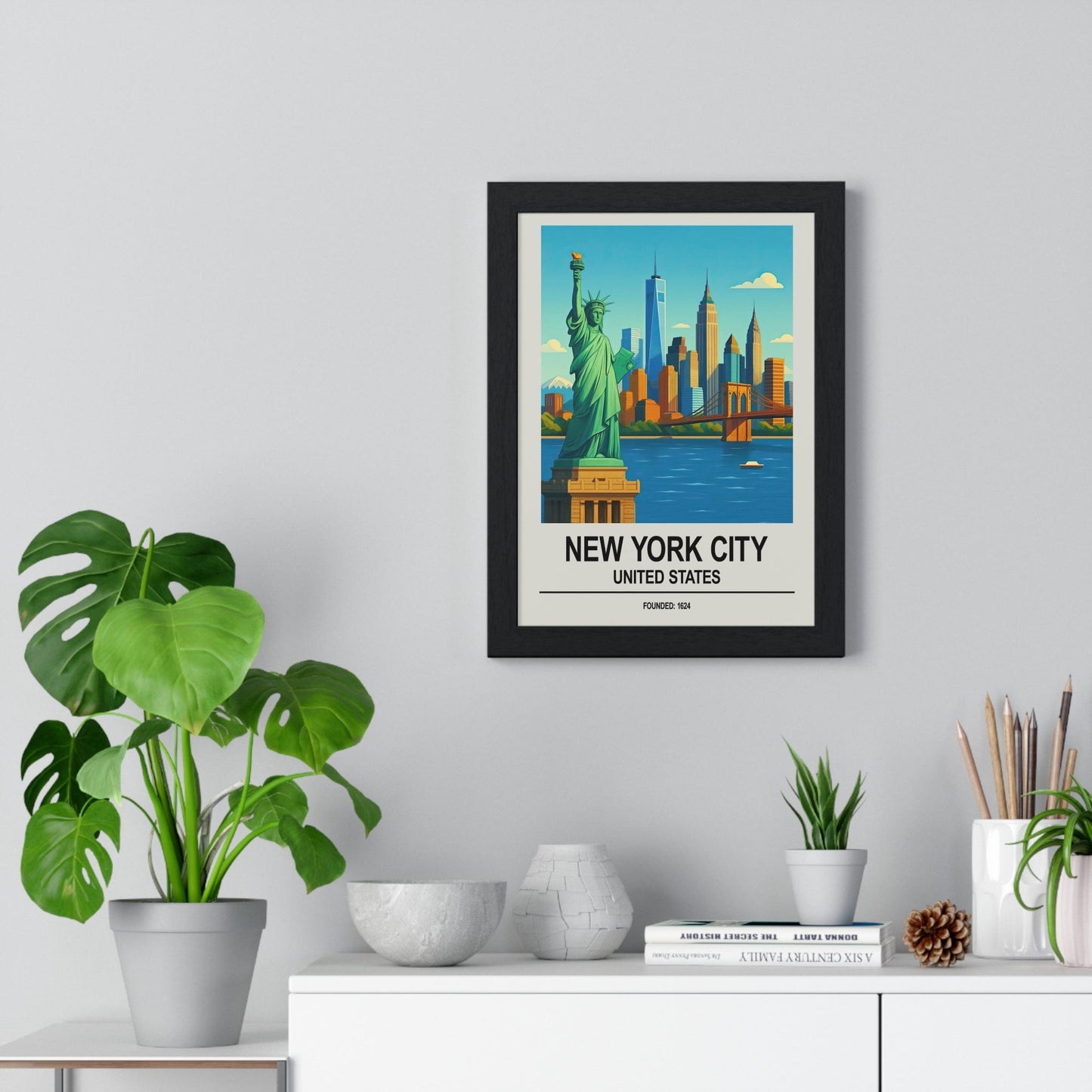 Framed New York City travel poster
