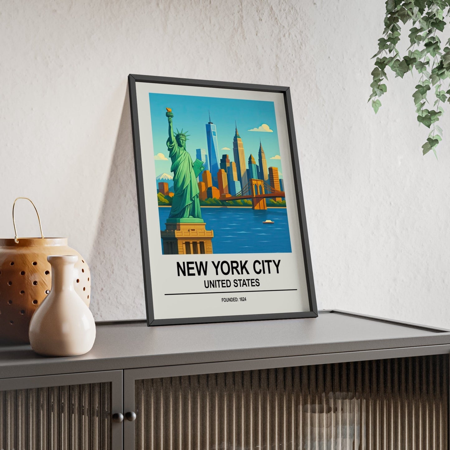 Framed New York City travel poster
