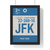 Framed New York JFK boarding pass travel poster