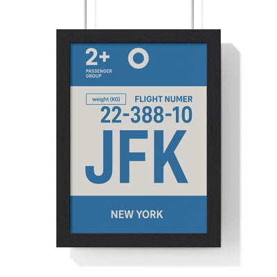 Framed New York JFK boarding pass travel poster