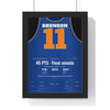 New York Knicks NBA Finals 2026 Game 5 Poster - Jalen Brunson 11 Jersey Print framed in a black frame, ready to hang