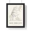 New York Subway Map Print - framed minimal New York City metro lines map print, black lines on cream paper