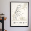 New York Subway Map Print - New York City metro lines map print on the living room wall