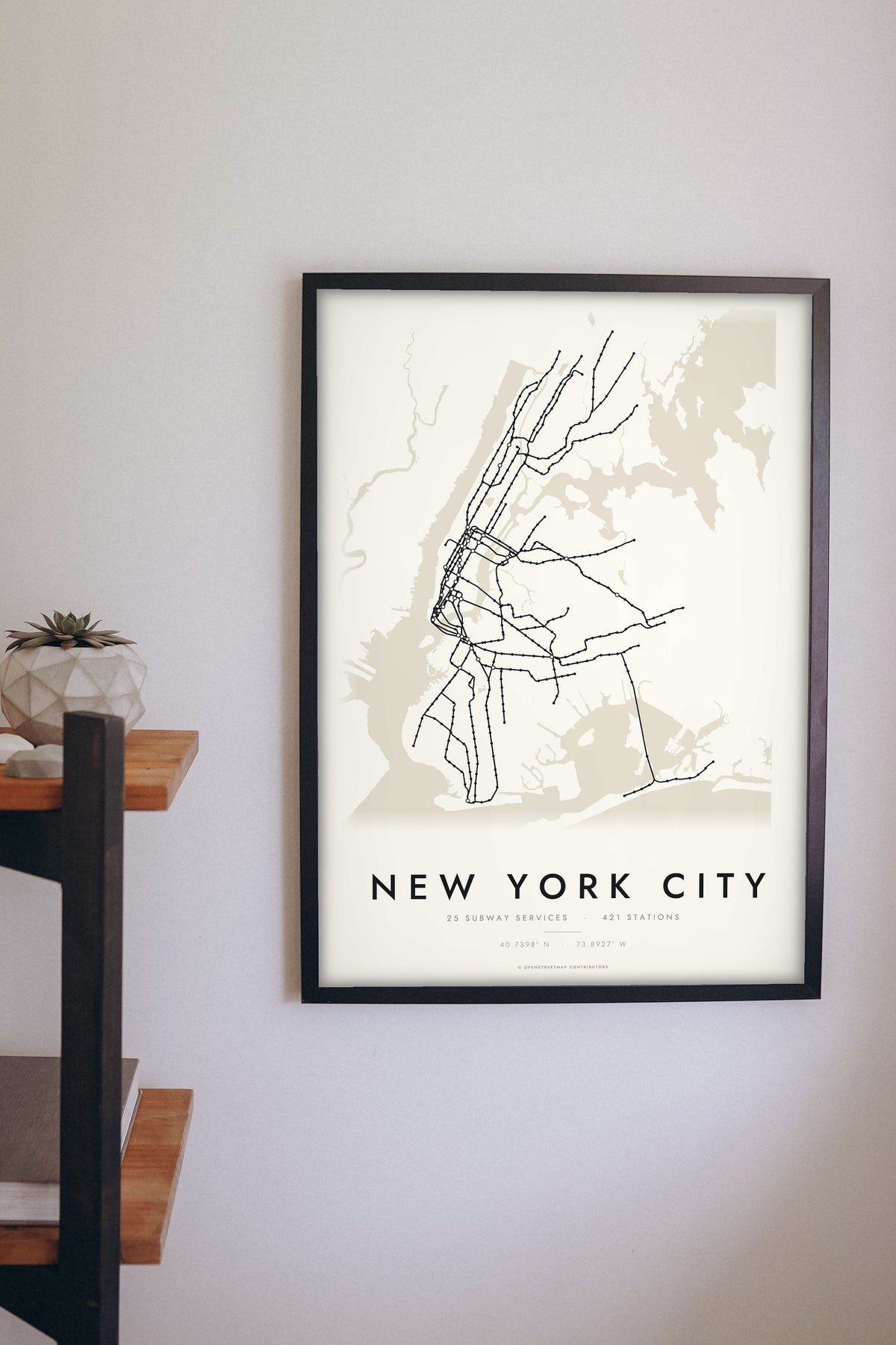 New York Subway Map Print - New York City metro lines map print on the living room wall